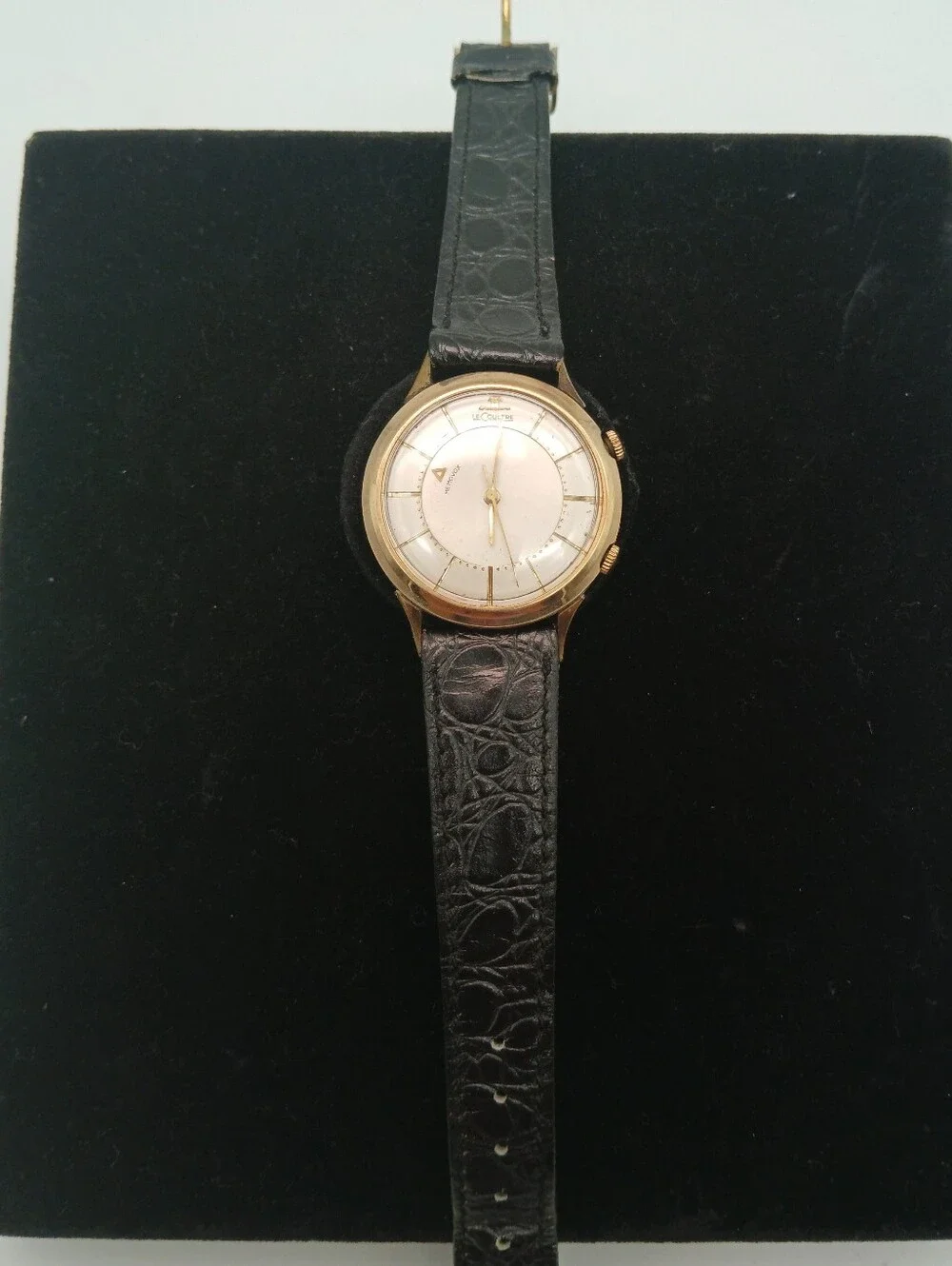 LeCoultre Gold Plated Manual Wind Alarm Wristwatch Vintage Rare